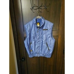 EUC Vintage Men's Descente Metallic Blue Puffer Zip Vest Winter Ski Size Medium